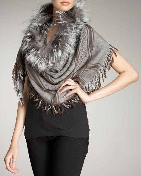 silver fox fur gucci scarf|gucci frayed scarf.